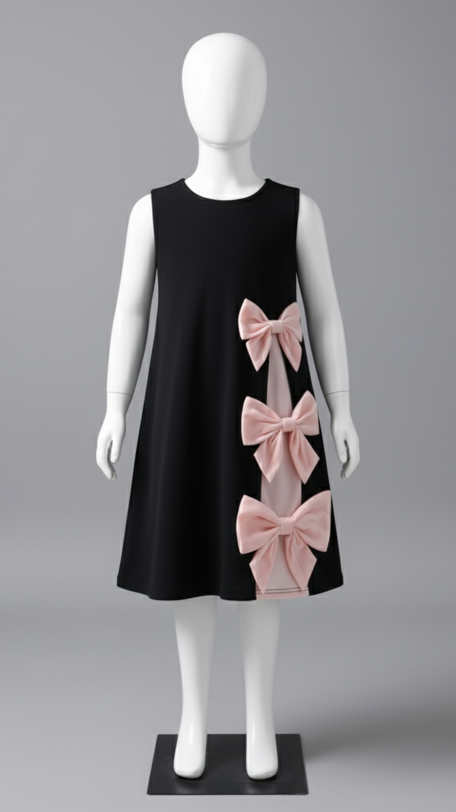 Black dress with bowtie details RK-133