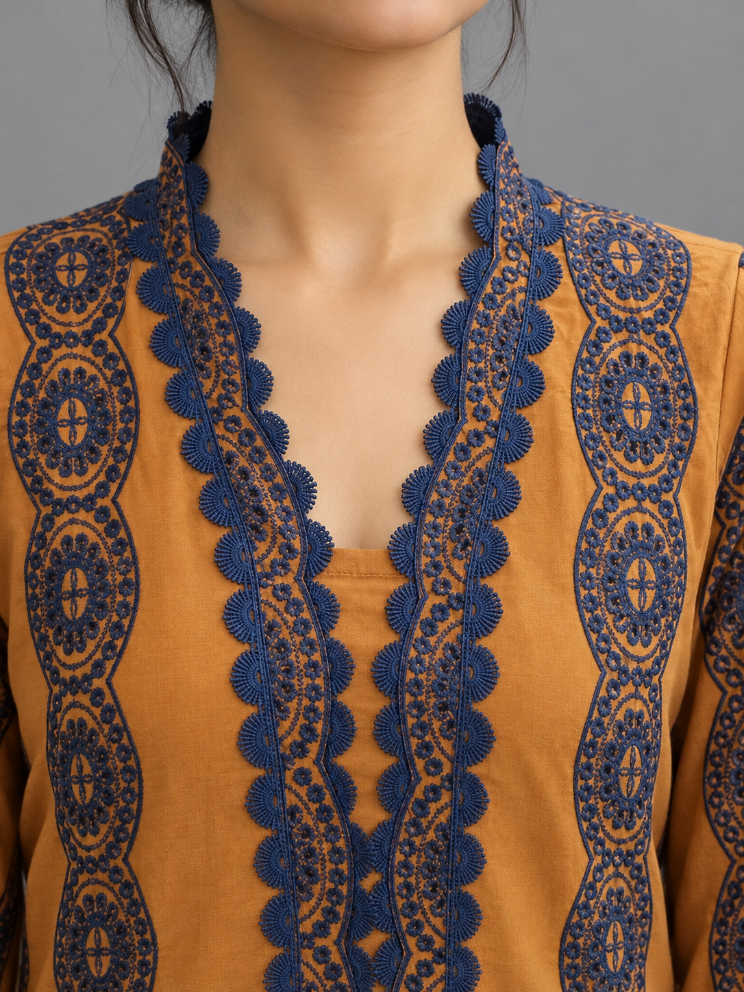 Mustard Bloom(1 pc stitched)