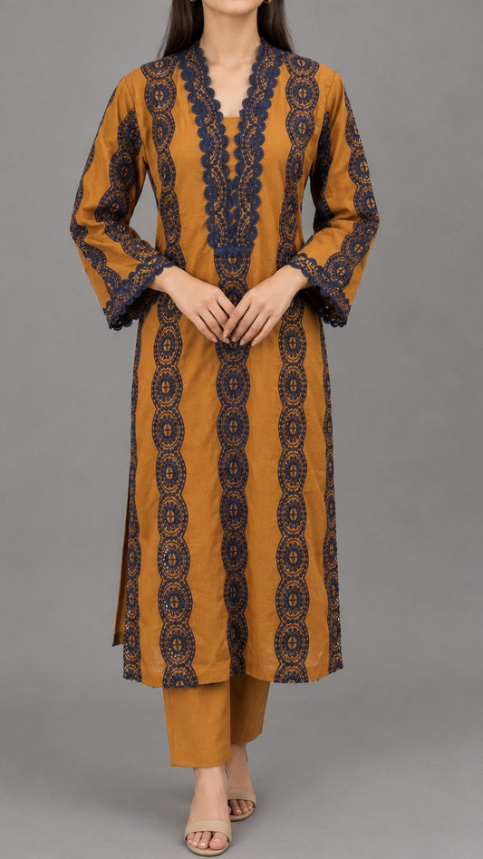 Mustard Bloom(1 pc stitched)