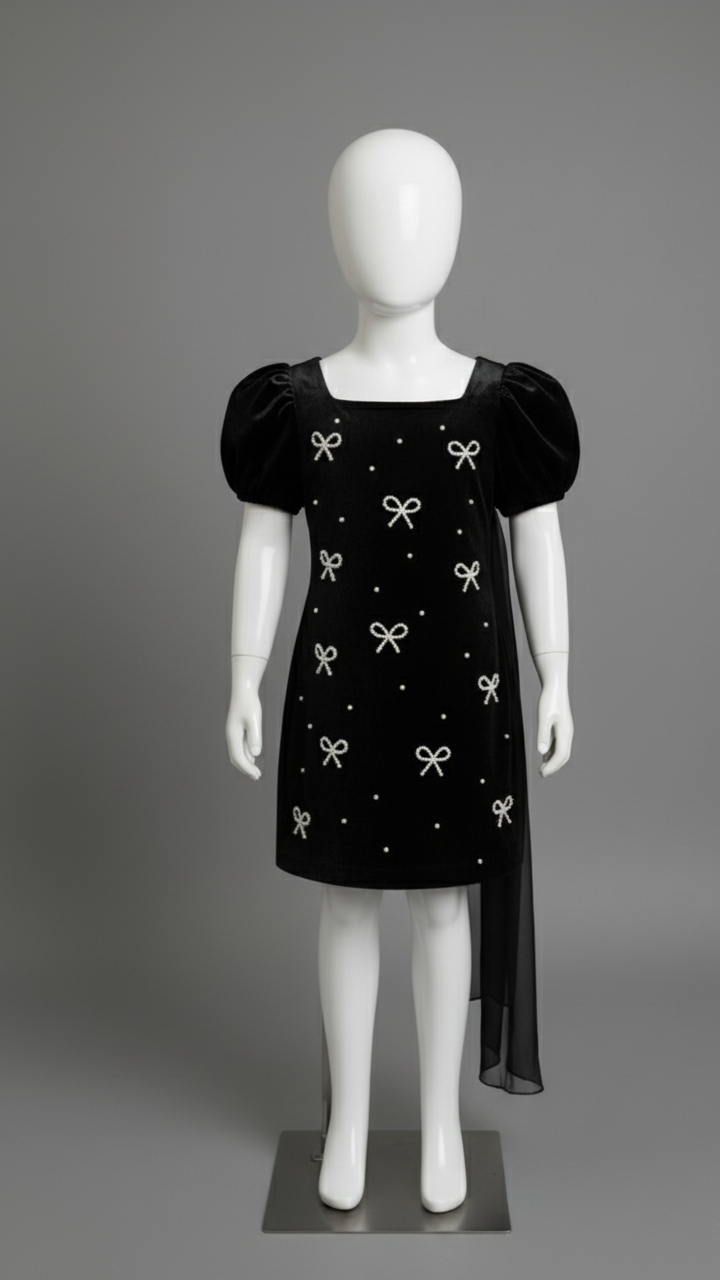 Black dress with bow details 