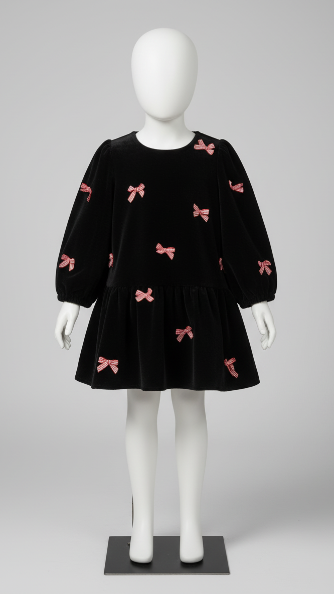 Velvet Bowtie Midi Dress RK-131