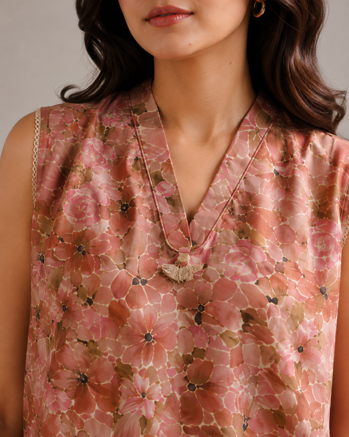 Floral 2 PC Cambric stitched