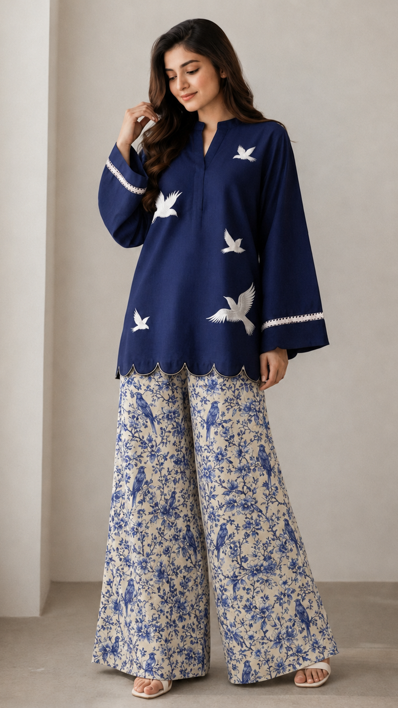 Blue tunic(2pc Stitched)